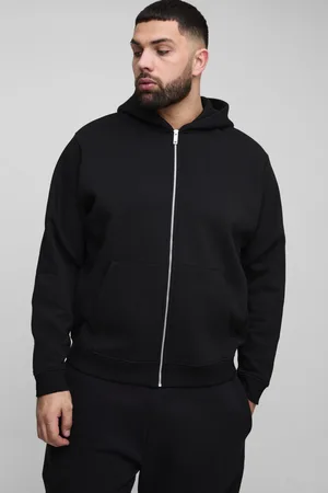 Boohoo Mens Plus 330GSM Basic Zip Through Regular Fit Hoodie