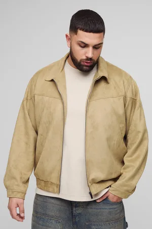 Boohoo Mens Plus Faux Suede Western Zip Up Boxy Oversized Jacket