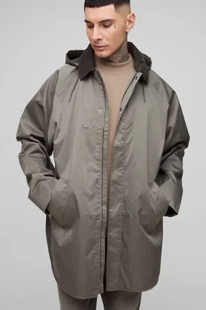 Boohoo Mens Tall Oversized Cord Collar Hooded Parka Jacket