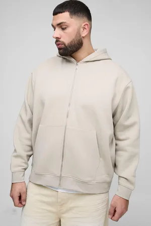 Boohoo Mens Plus 330GSM Oversized Basic Zip Through Hoodie