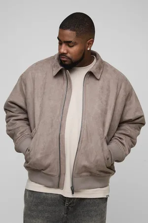 Boohoo Mens Plus Faux Suede Boxy Oversized Harrington Jacket