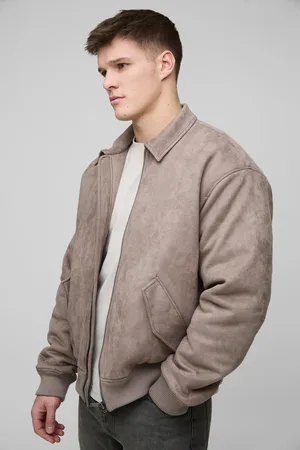 Boohoo Mens Tall Faux Suede Boxy Oversized Harrington Jacket