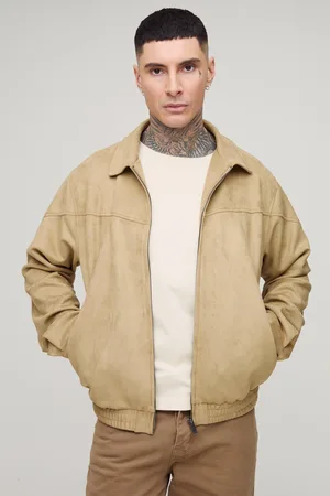 Boohoo Mens Tall Faux Suede Regular Fit Western Zip Up Jacket