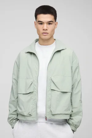 Boohoo Mens Oversized Boxy Crinkle Nylon Combat Track Jacket