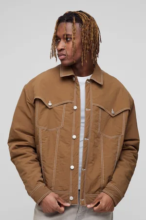 Boohoo Mens Tall Contrast Stitch Padded Boxy Western Jacket