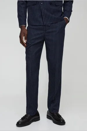 Boohoo Mens Straight Fit Pinstripe Tailored Trouser