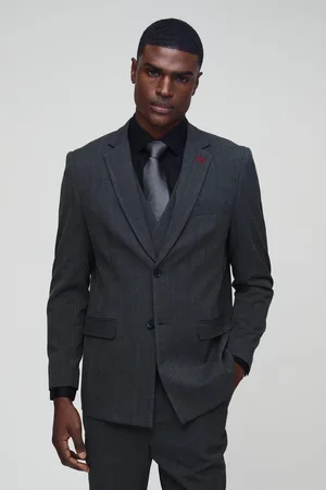 Boohoo Mens Straight Fit Tonal Check Single Breasted Suit Blazer