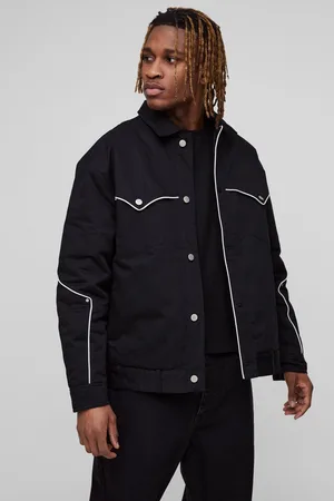 Boohoo Mens Tall Piping Detail Padded Boxy Fit Western Jacket