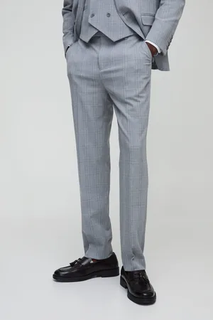 Boohoo Mens Straight Fit Tonal Check Tailored Trouser