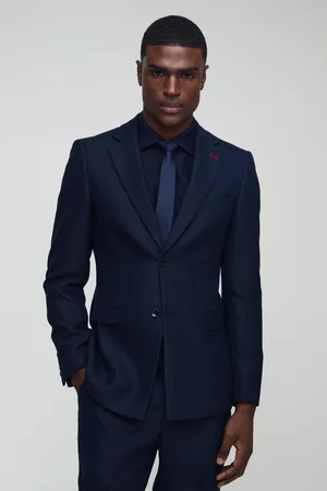 Boohoo Mens Slim Fit Herringbone Blazer