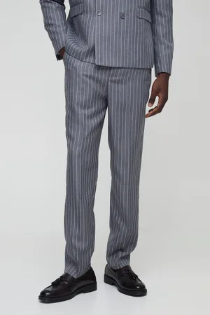 Boohoo Mens Straight Fit Pinstripe Tailored Trouser