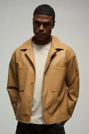 Boohoo Mens Boxy PU Pocket Detail Harrington Jacket