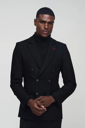 Boohoo Mens Slim Fit Double Breasted Textured Blazer