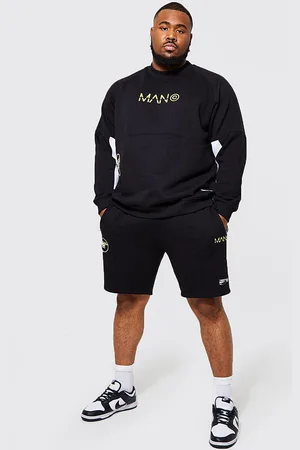 Boohoo Mens Plus Extended Neck jumper Short Tracksuit