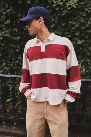 Boohoo Mens Oversized Boxy Stripe Embroidered Rugby Polo