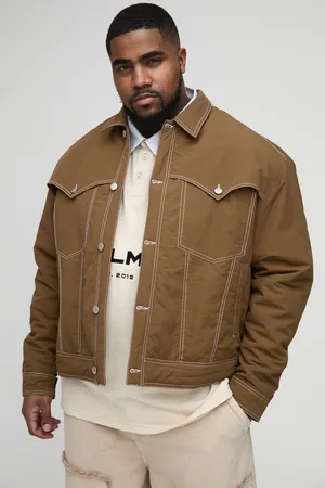Boohoo Mens Plus Contrast Stitch Padded Boxy Western Jacket