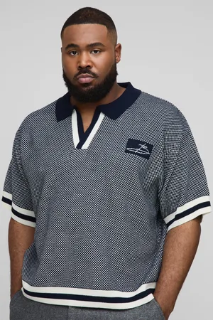 Boohoo Mens Plus Oversized Check Official Moto Knitted Polo