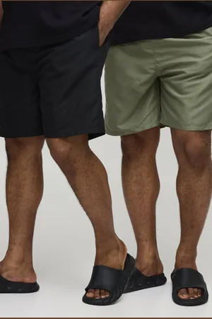 Boohoo Mens Plus 2 Pack Mid Length Swim Shorts