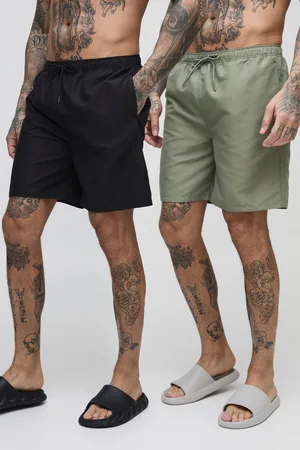 Boohoo Mens Tall 2 Pack Mid Length Swim Shorts
