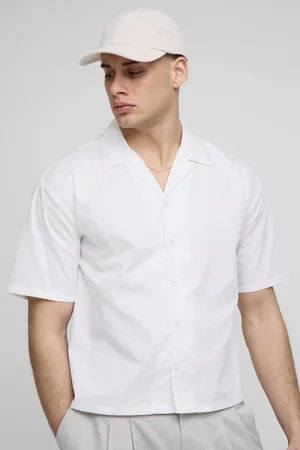 Boohoo Mens Oversized Boxy Dropped Revere Peached Poplin Shirt