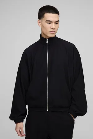 Boohoo Mens Oversized Boxy Balloon Sleeve Zip Through Funnel Neck Track Top