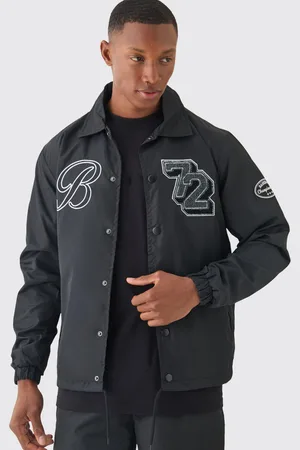 Boohoo Mens Varsity Badge Collared Coach Jacket
