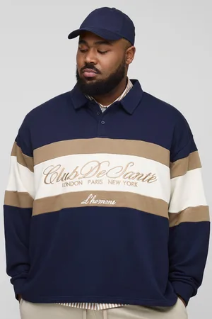 Boohoo Mens Plus Embroidered Oversized Varsity Rugby Polo