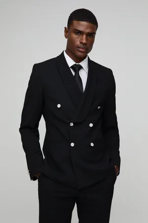 Boohoo Mens Straight Fit Double Breasted Suit Jacket