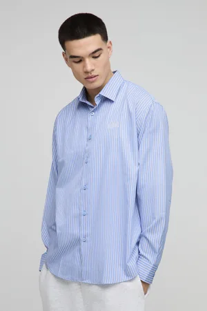 Boohoo Mens Homme Super Oversized Stripe Long Sleeve Shirt