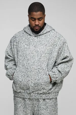 Boohoo Mens Plus Boucle Boxy Oversized Hoodie