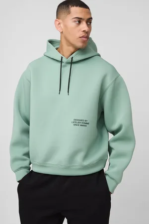 Boohoo Mens Oversized Boxy Bonded Contrast Tie Scuba Hoodie