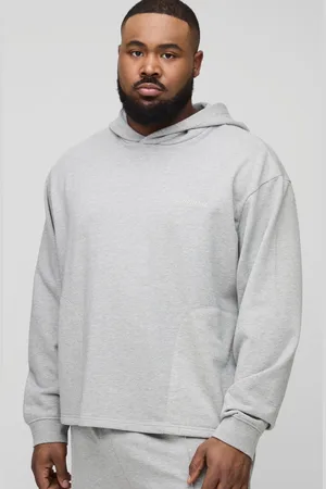 Boohoo Mens Plus Tonal Embroidered Welt Pocket Hoodie