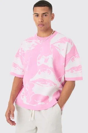 Boohoo Mens Oversized Line Drawing Knitted T-shirt