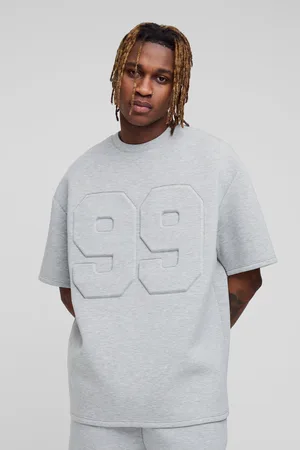 Boohoo Mens Tall Oversized Embossed Scuba Marl T-Shirt