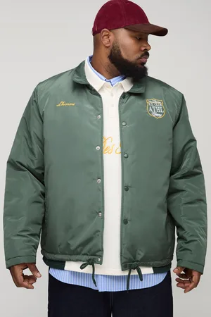 Boohoo Mens Plus Oversized Padded Nylon Varsity Coach Jacket