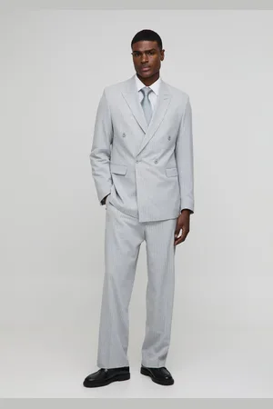 Boohoo Mens Oversized Pinstripe Double Breasted Suit Jacket