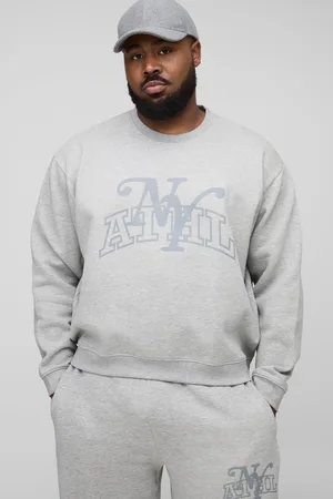 Boohoo Mens Plus Tonal Varsity Oversized Boxy Sweat