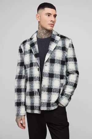 Boohoo Mens Tall Boxy Oversized Brushed Check Overcoat