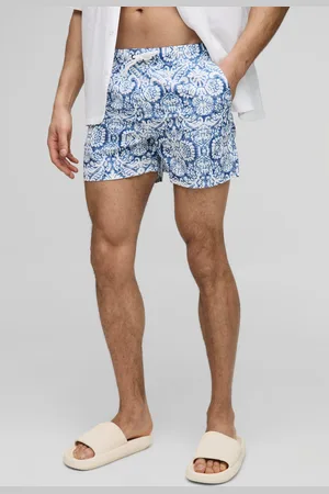 Boohoo Mens Short Length Abstract Print Swim Shorts
