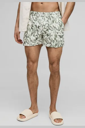 Boohoo Mens Short Length Leaf Print Swim Shorts