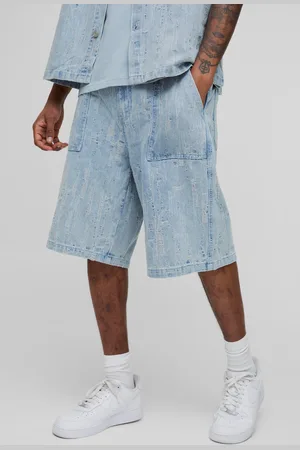 Boohoo Mens Tall Laddered Denim Jorts