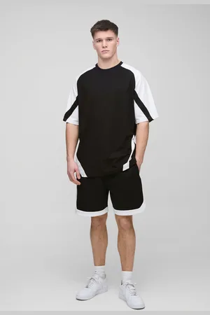 Boohoo Mens Tall Oversized Man Colour Block T-Shirt and Short Set