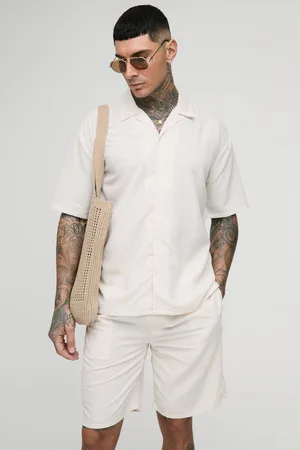 Boohoo Mens Tall Oversized Linen Look Shirt & Short Set