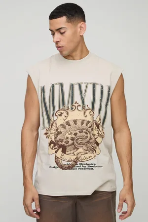 Boohoo Mens Oversized Extended Neck Snake Graphic vest