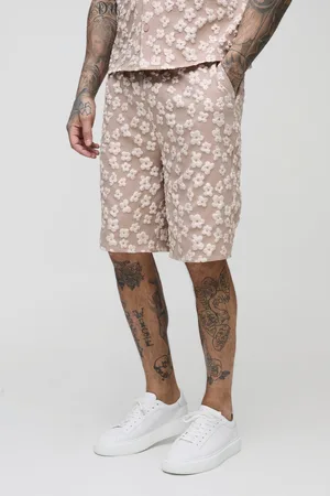 Boohoo Mens Tall Floral Relaxed Fit Jacquard Shorts