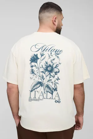 Boohoo Mens Plus Oversized Italia Floral Print T-Shirt