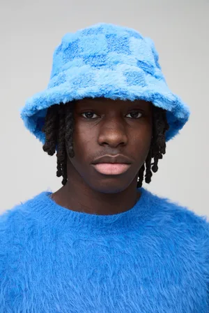 Boohoo Mens Fluffy Checkerboard Bucket Hat