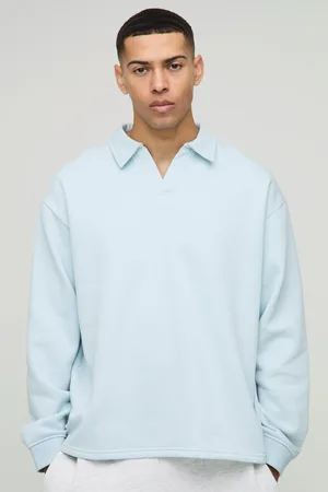 Boohoo Mens Oversized Revere Polo Sweatshirt