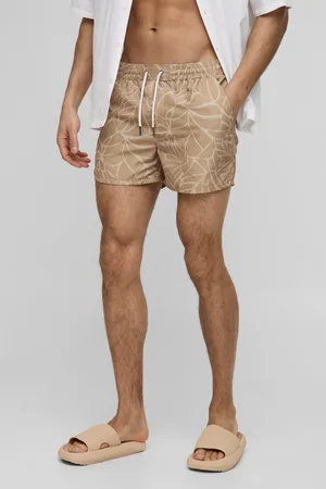 Boohoo Mens Short Length Leaf Print Swim Shorts