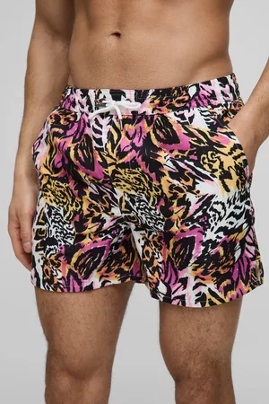 Boohoo Mens Short Length Abstract Print Swim Shorts